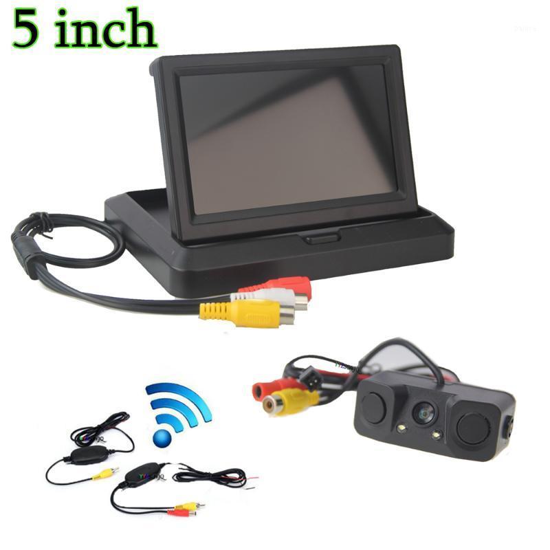 

Wireless 3 in1 Parking Sensors 2 Reversing Radar Parktronic Automobile 5 inch HD Car Monitor Detector System Voice Buzzer1