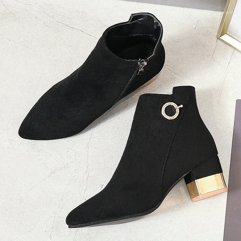 

Plus Size 35-53 Nice New Gold Heel Women Ankle Boots Autumn Metal With Diamond Shoes Woman High Heels Female Casual Vogue Boot1, Brown