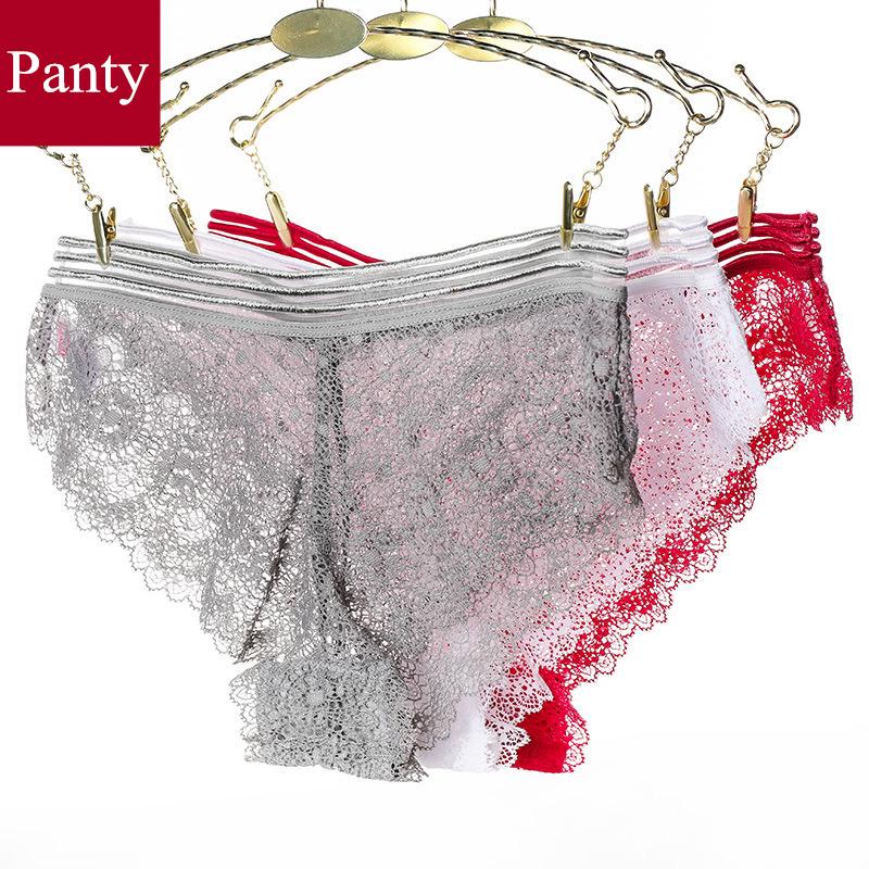 

3 Pcs Panties Woman Underwear Sexy Lace Breathable Soft Lingerie Female Briefs Panty Transparent Women's Underpants, White