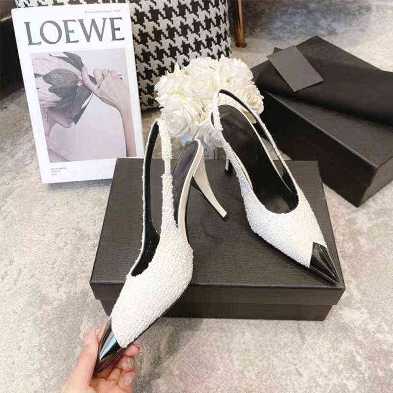 

Women Sandals Pumps Brand High-heeled Woman Shoes New Metal Heel Summer Sandal B, Black linen {6cm}