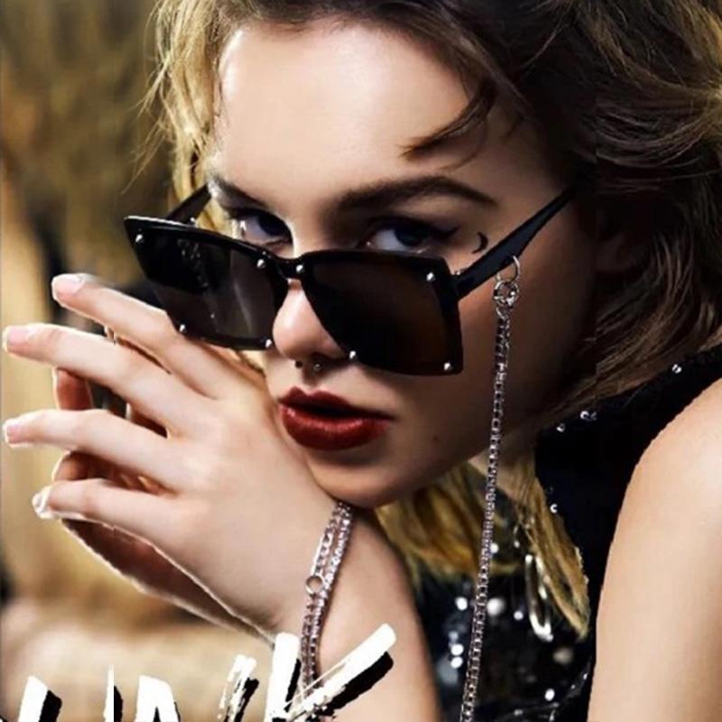 

Sunglasses Vintage Fashion Designer Square Women Men Retro Rivet Gradient Sexy Lady Travel Sun Glasses Shades UV400
