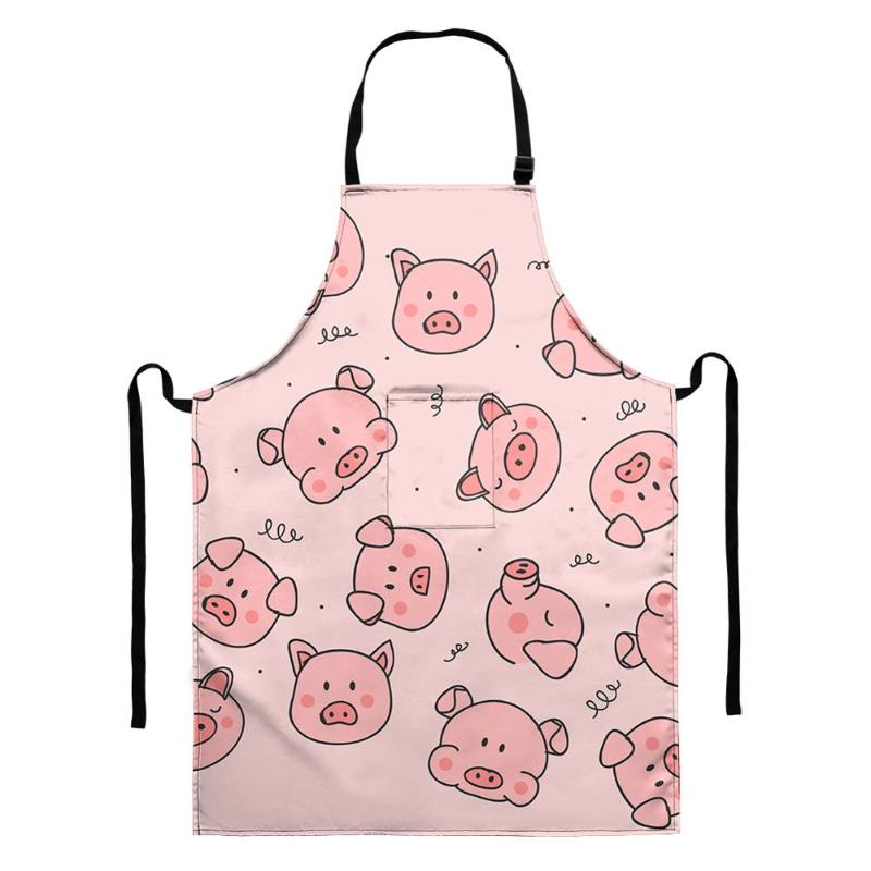 

Cute Pig Pink Kitchen Apron for Woman Sleeveless Aprons Home Cooking Baking Bibs Cleaning Tool Unisex BBQ Chef Aprons Waterproof