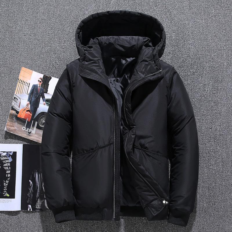 

High quality fashion 2020 short hooded down jacket winter youth Korean version of slim casual men's thick coat to keep warm, Black