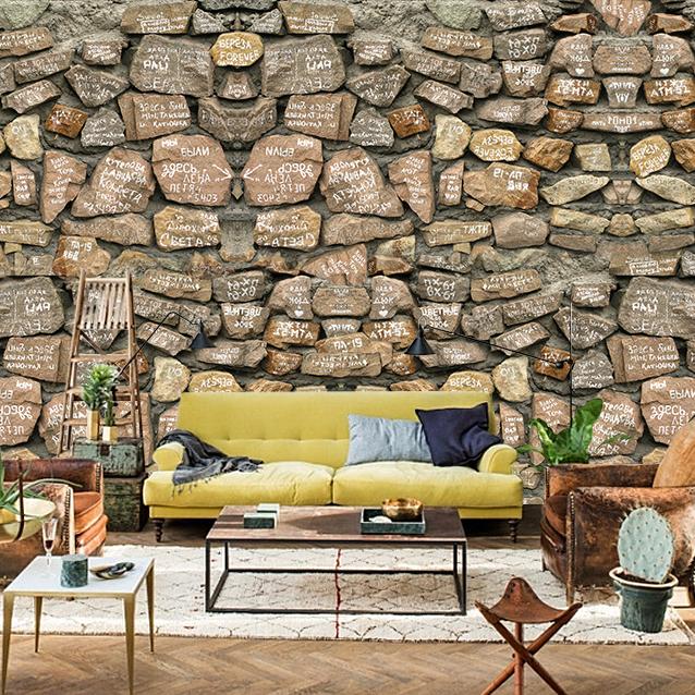 

New 8D Large Mural 3d Stone Wallpaper Mural 3D Wall Stone Wall paper for Living Room Sofa Background Decor, As picture