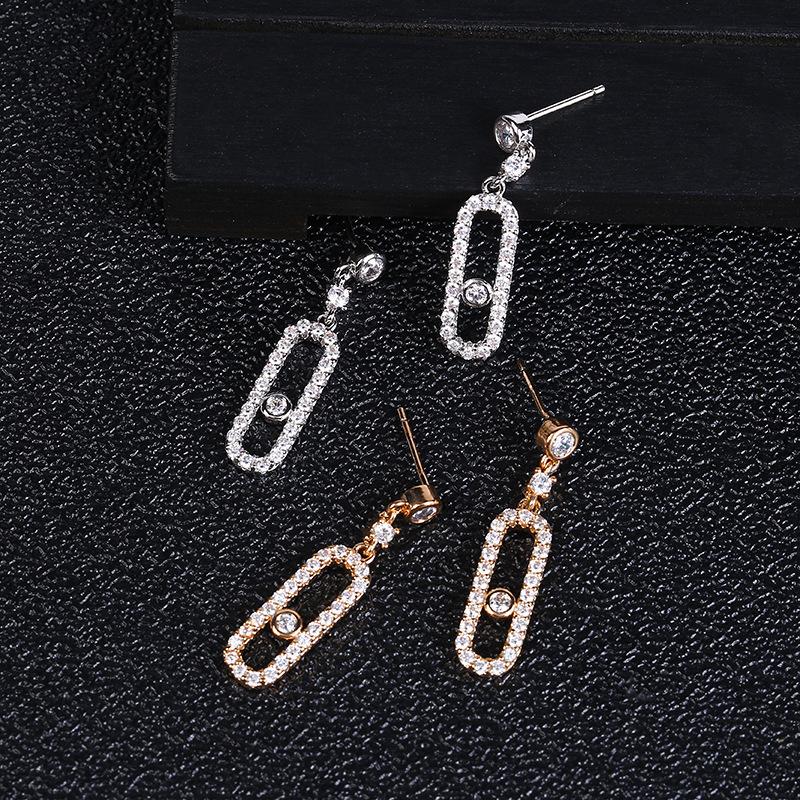 

Fashon Not Moving Stone Drop Earring S925 Design M Brand Zircon Women Fashion Jewelry Gold Color