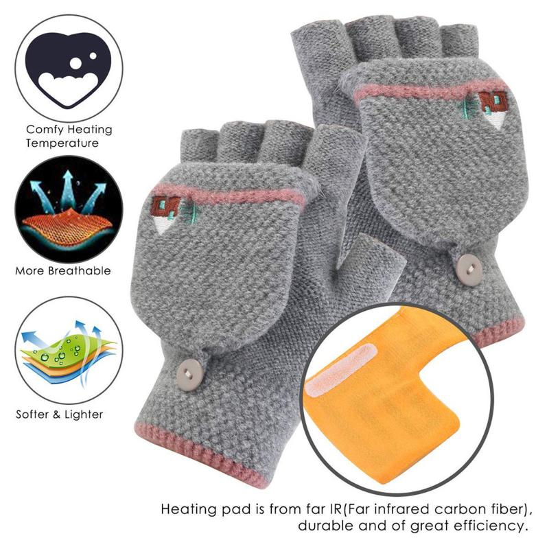 

Usb Heated Fingerless Women's Winter Gloves Men Laptop Mitten Full&half Finger Winter Warm Knit Hand Gloves Without Fingers