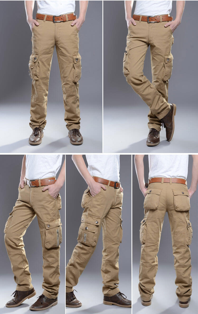 

2021 Thin New Cargo Pants of the Black Khaki Men Trousers 6 Strained Pockets Autumn No Strain Spring Army Green OGOF