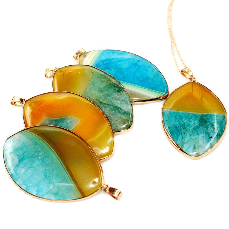 

Natural Leaf Stone Pendant Unique Jewelry Beautiful Stone Necklace For Lady 1pcs