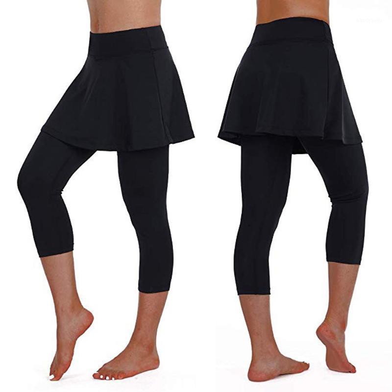 

Leggings For Women Fashion Casual Mid Waist Skirt Leggings Tennis Pants Sports Fitness Cropped Culottes Leginsy Damskie#L1, Gray