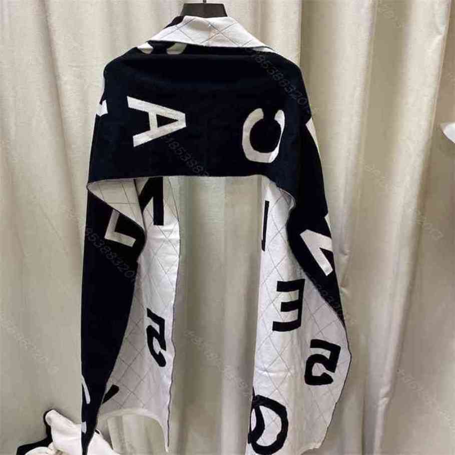 

Fashion women wool knit scarf shawl designer double-sided scarf brand letter logo warm and windproof factory wholesale