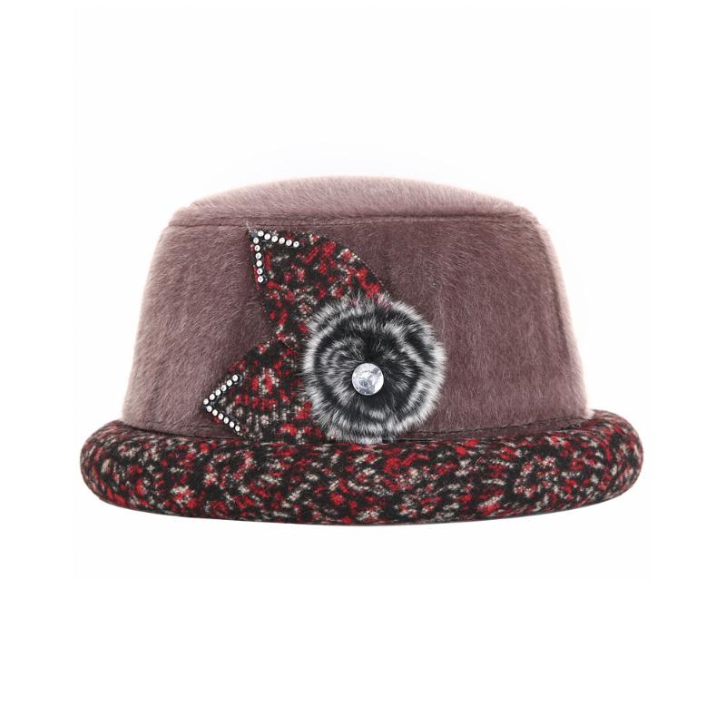 

Women Daily Head Wear Top Hat Accessories Fedora Gift Soft Middle Aged Autumn Winter Vintage Round Artificial Wool Adjustable, Brown