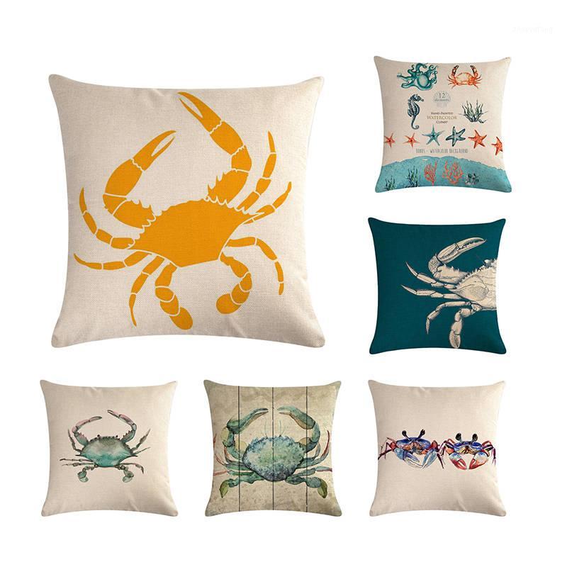 

Cushion/Decorative Pillow Cover Wedding Home Decor Ocean Beach Sea Cotton Linen Seahorse Crab Animal Print Sofa Throw Cushion H721