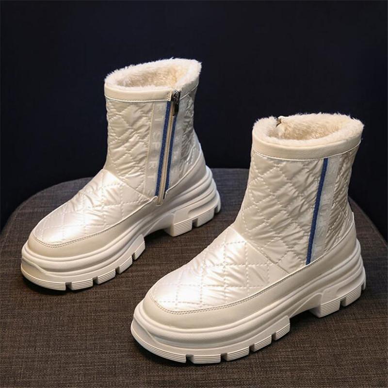 

Women Snow Boots Plus Velvet Thickened Waterproof Women's Boots Fashion Sneakers Platform Shoes Winter Non-slip, Beige