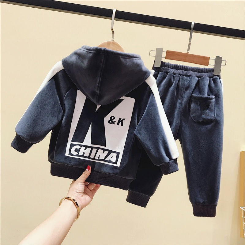 

wear boys' velvet suit new baby autumn Children's winter Plush sweater
