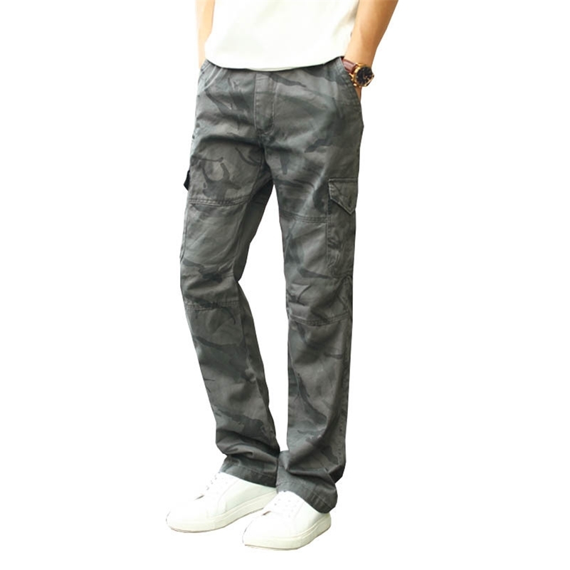 

High Quality 100% Cotton Men Cargo Pants S-7XL Plus Size Military Camouflage Tactical Trousers For Men Brand Clothing Sweatpants 201109, Gray 88