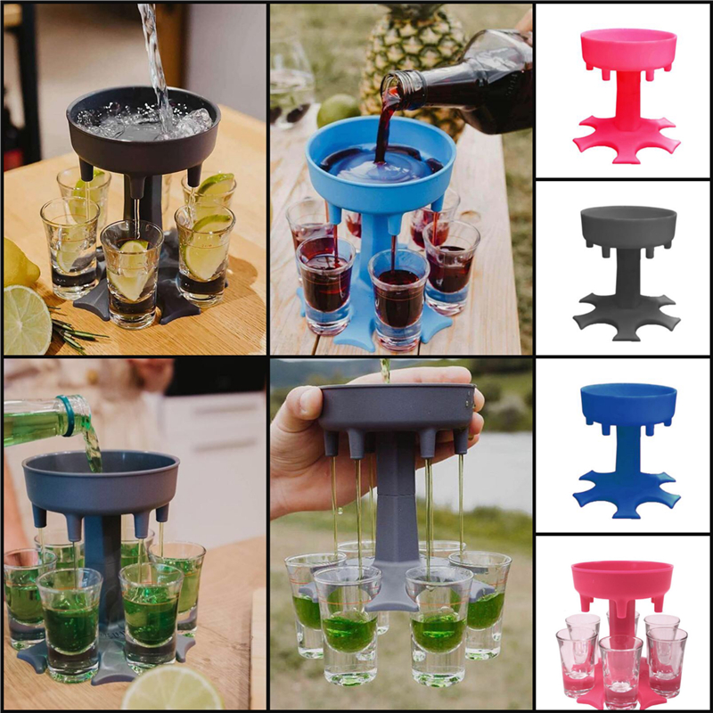 

6Shot Glass Wine Dispenser Holder Carrier Caddy Liquor Dispenser Party Beverage Drinking Games Bar Cocktail Wine Pourer