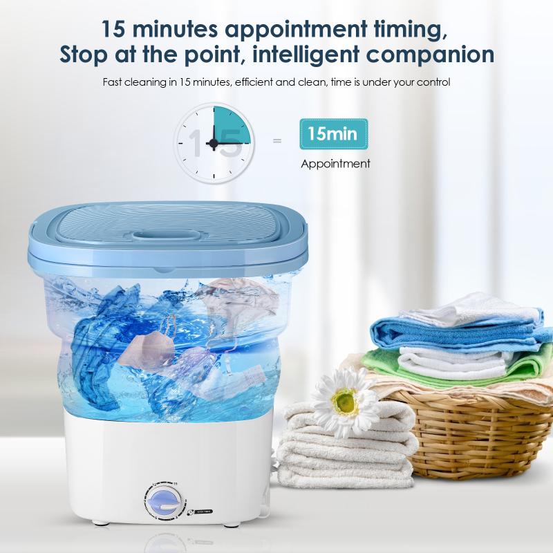

300W Electric Mini Household Washing Machine Foldable Barrel Type Portable Washer With Dehydration Function For Travel EU US Plu