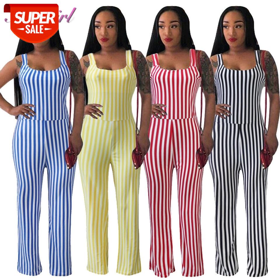 

Sexy Stripe Spaghetti Strapless Backless Night Party Club Jumpsuit Women Summer Sleeveless Outfit Streetwear Rompers Overalls #AO5c, Black;white
