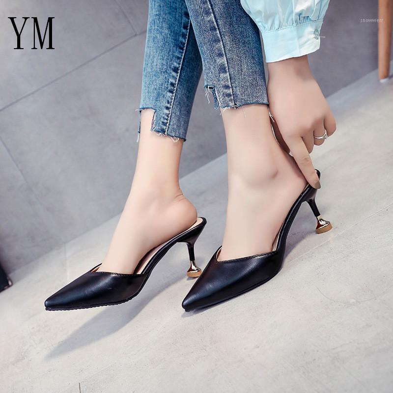 

Black Summer Candy Slippers Sexy Pointed with High Heels Flip Flops Slippers Female Sandals Sandalias Femenina 7.5cm Size 34-391