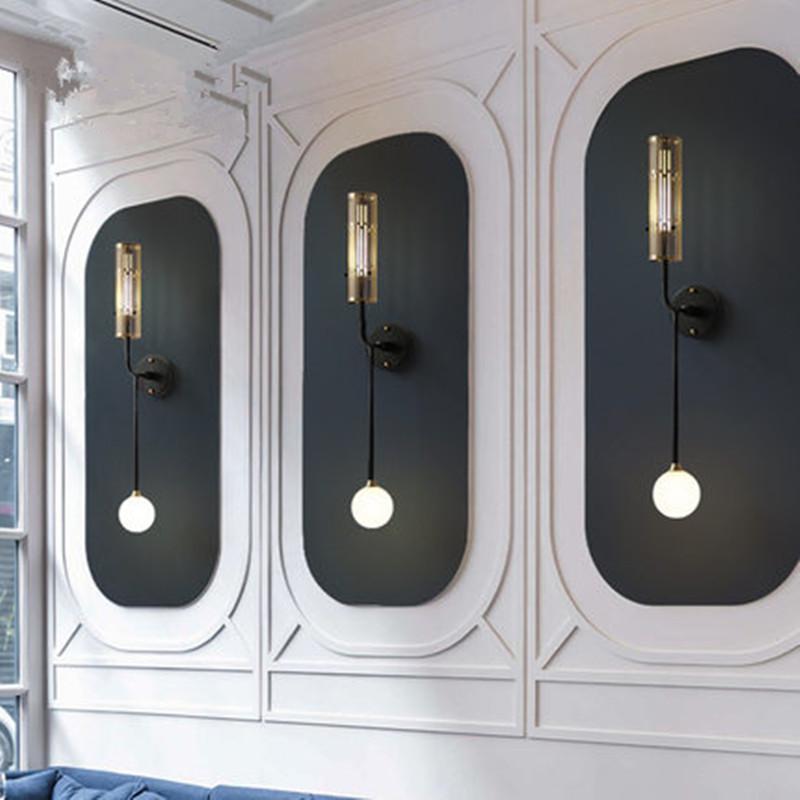 

Nordic Ins Living Room Obi Wall Lamp Light Luxury Mirror Headlight Aisle Balcony Bedroom Bedside Double-head Wall Sconce Lights