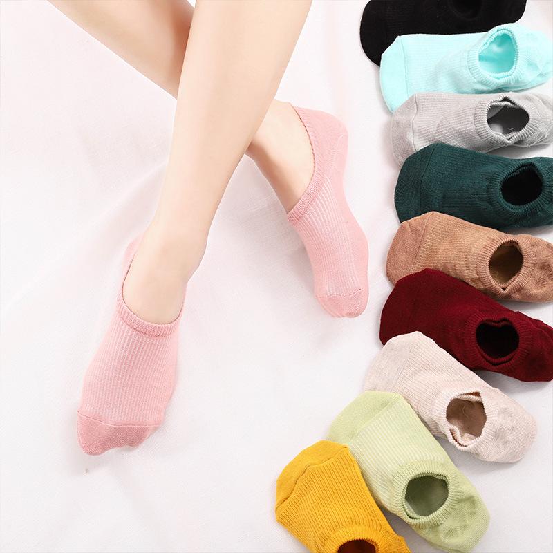 

High Quality New Women Boat Socks Cotton 5Pairs/lot Candy Color Women's Socks Silicone Non-slip invisible Shallow Mouth, Gray