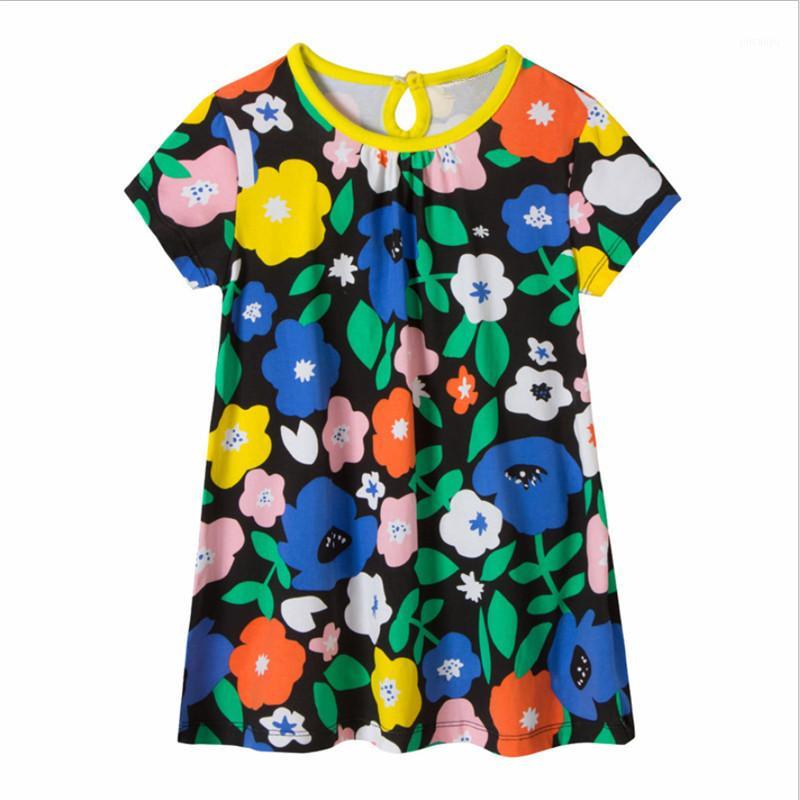 

Baby girls novelty short sleeve dresses girls new style cute clothes with printed colorful flowers kids top quality summer dress1, T173007