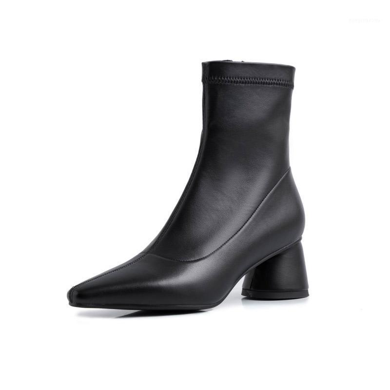 

Zorssar Women's Elasticity Boots With Exquisite Cowhide Wear-resistant Rubber Sole Pointed Boots Breathable Elastic1, Beige