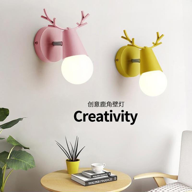 

Nordic Wall Lamp Wrought Iron Antlers Small Wall Lamp Living Room Bedroom Decoration Lights