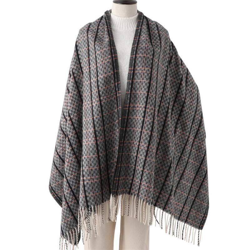 

Large Winter Cashmere Scarf Women Hijab Warm Plaid Tassle Shawl Wraps Sjaal Voor Dames Neckerchief Femme Bandanas Shrug