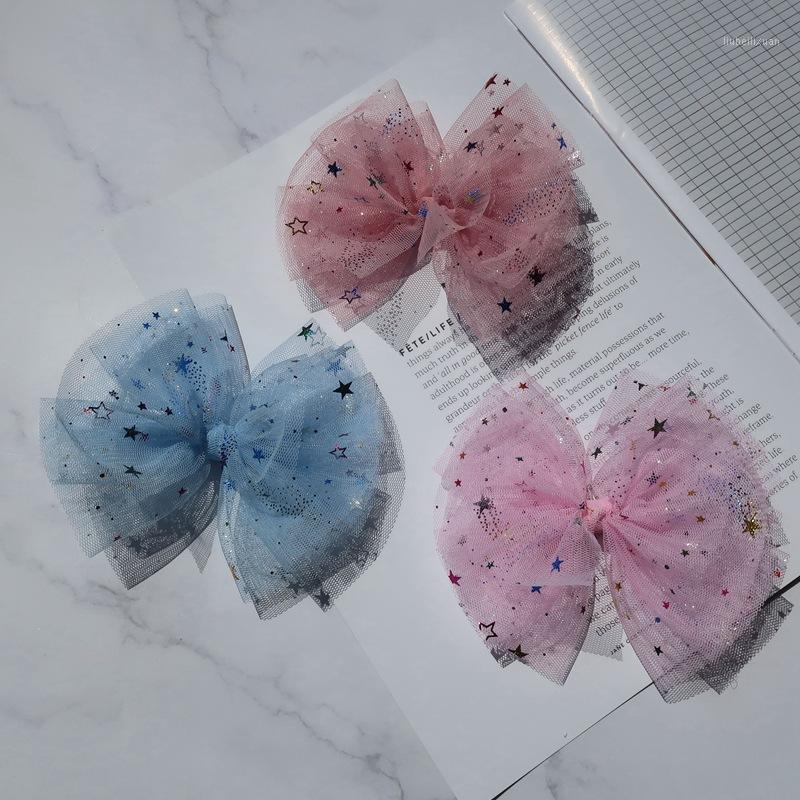 

Boutique 15pcs Fashion Cute Mesh Bow Hair Clips Glitter Star Gauze Bowknot Hairpins Princess Headwear Hair Accessories for Girls1