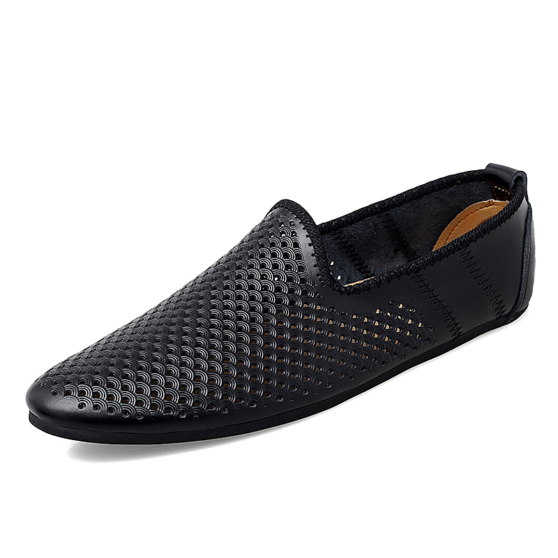 

casual Genuine men leather of luxury brand 2020 breathable moccasins slip in black Zapatos hombre driving shoes 2BWZ, Brown.