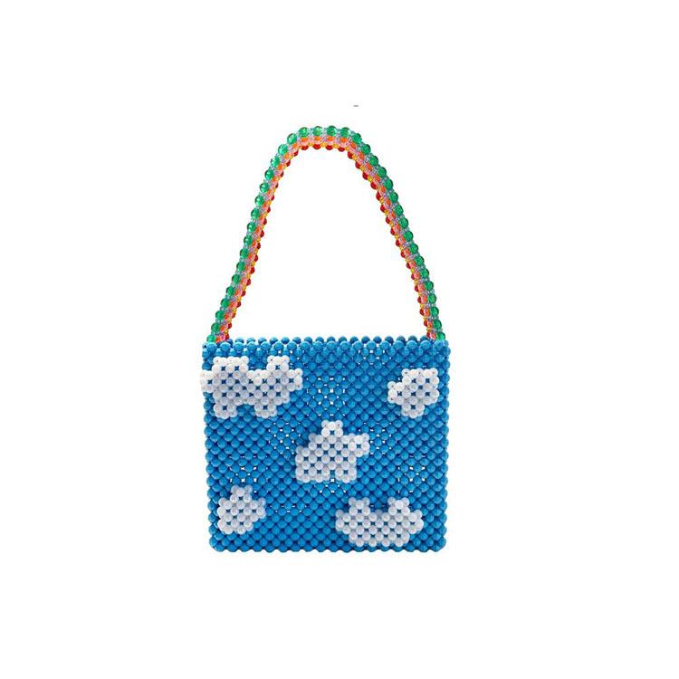 

Evening Bags Bead Bag Rainbow Hand-woven Pearl Celebrity Handbag Unique Design Colourful Ladies Party Totes Acrylic