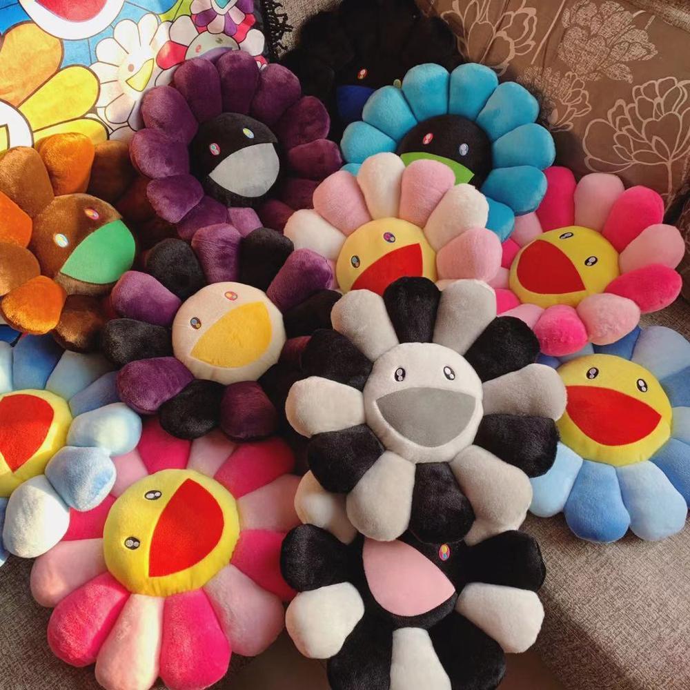 

New 40cm Kawaii Murakami Sunflower Pillow Soft Flower Stuffed Doll Kaikai Kiki Colorful Plush Toy Cushion Gift