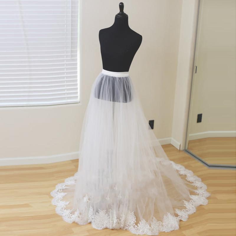 

Skirts Detachable Bridal Skirt Wedding Overskirt 2 Layers Removable Tulle With Lace Appliques Edge Custom, Orange