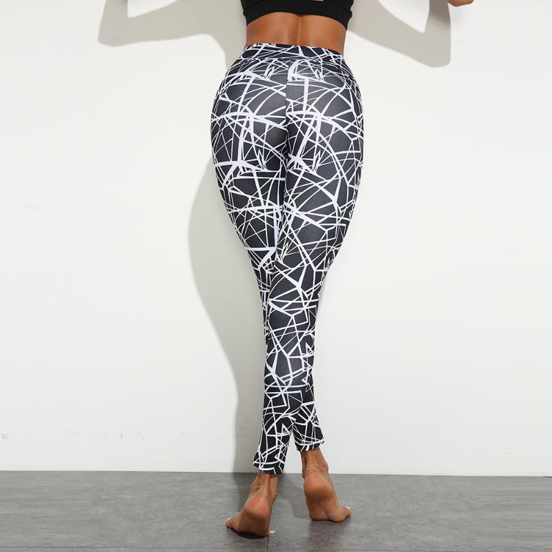 

Women High Waist Yoga Pants Fashion Printed Black White Yoga Legging For Women Hip Lift Compression Workout Leggings Mujer, As picture