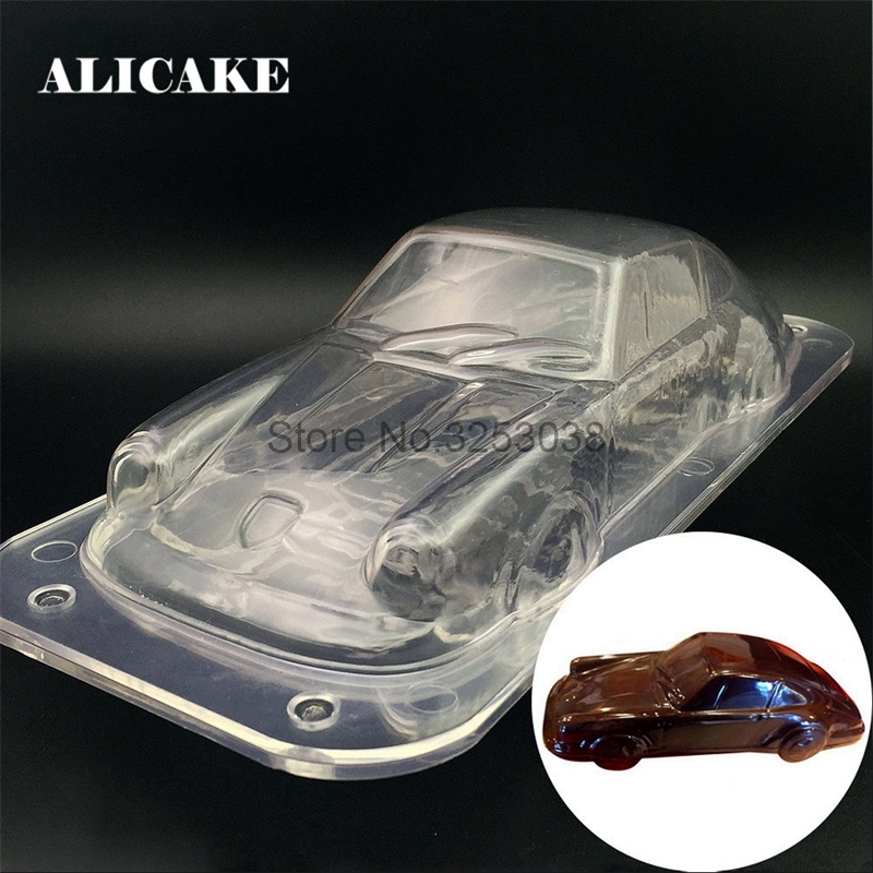 

3D Polycarbonate Chocolate Moulds Plastic Vehicle Car Shape Baking Pastry Tools for Soap Candy Making Molds Form Bakeware Bakery Y200618