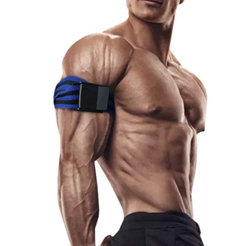 

1 Pair Strength Practice Durable Blood Flow Limit Training Belt Weight Lifting Buckle Exercise Occlusion Band Elastic Fitness, Blue
