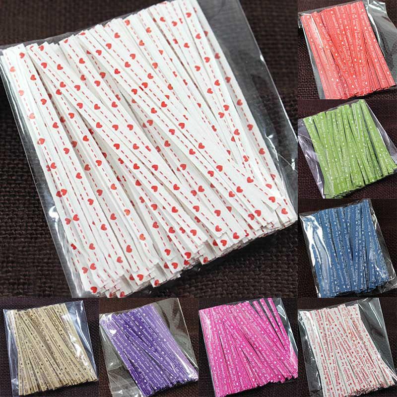 

100Pcs Cake Gift Twist Tie Colorful Candy Bag Packaging Ligation Lollipop Dessert Accessories 9CM Wire Metallic Twist Ties Decor