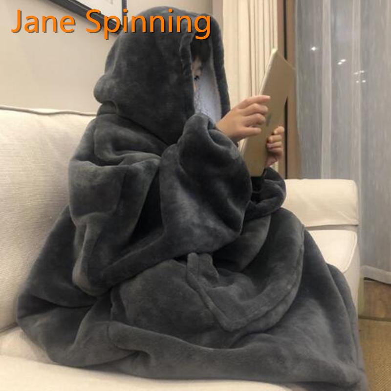 

Women Oversized Hoodie Sweatshirt Winter Fleece Giant TV Blanket With Sleeves Hoodies Sweatshirts Women Clothes Moletom Feminino