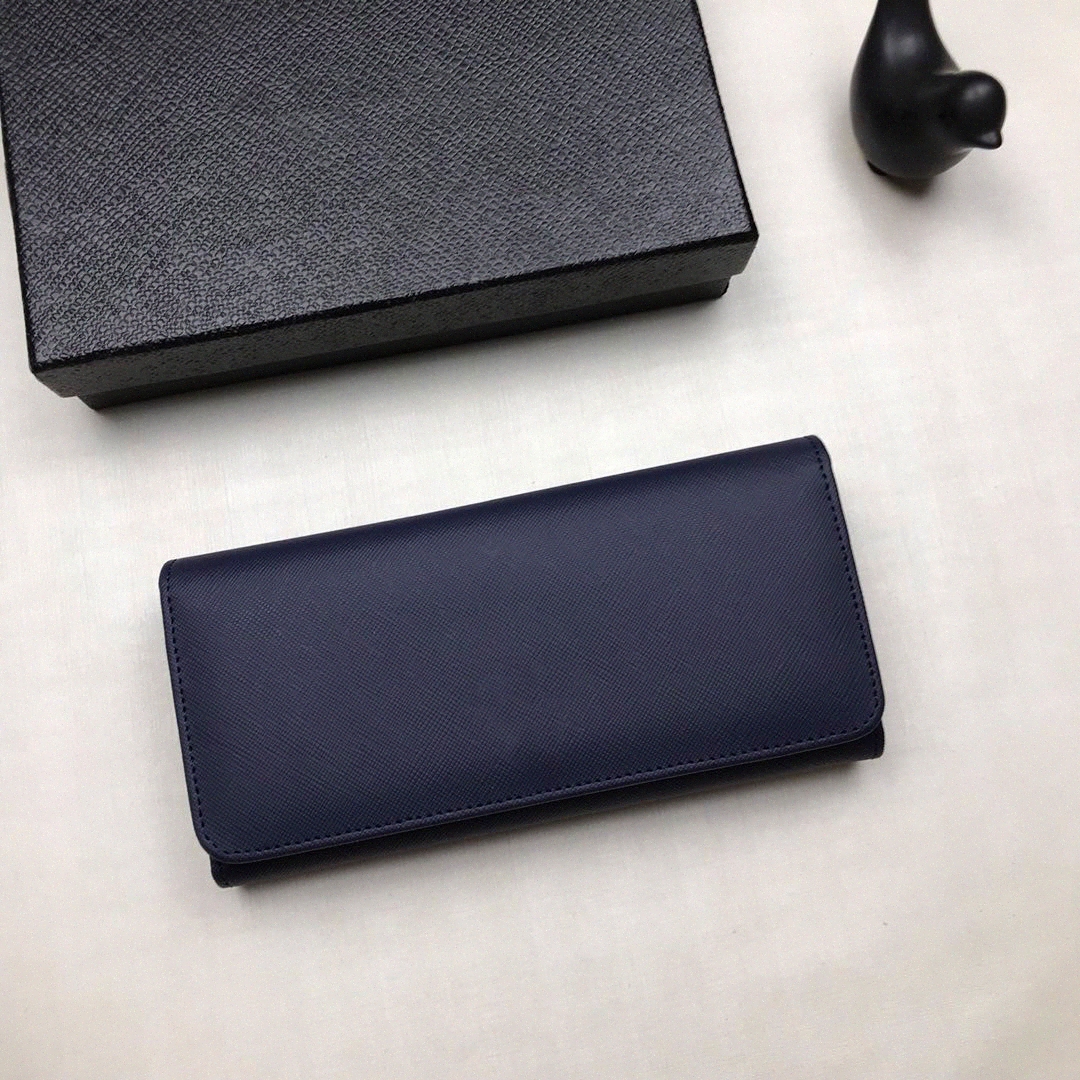 

Designer Wallet Card Holder Mens Saffiano Leather Flap Long Wallet Black Purse Bags Women calfskin folding short wallets P letter W1R2#, Dust bag
