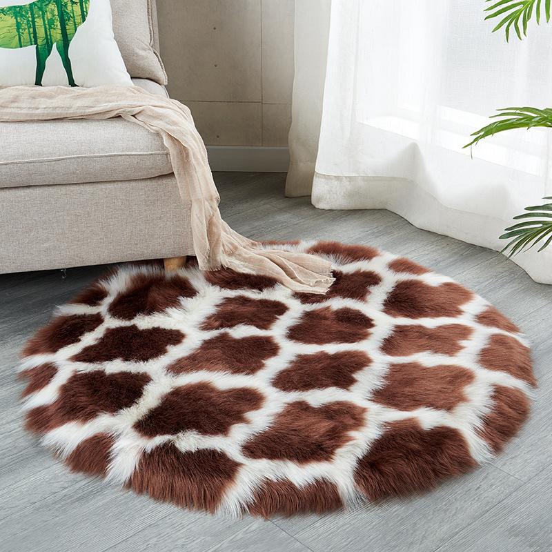 

Round plush carpet bedroom rug imitation wool rug window decoration carpet child crawling computer chair plush 6 o