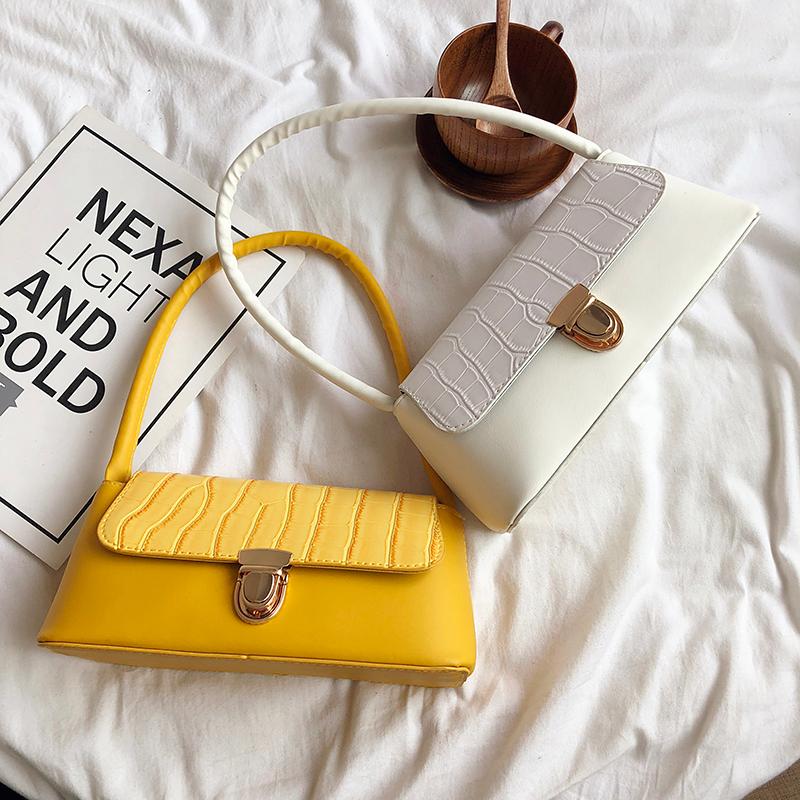 

Fashion 2021 New Women's Small Shoulder Bag PU Leather Crocodile Pattern Outdoor Subaxillary Messenger Bag Tote, Black