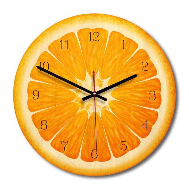 

Creative wall clock, European minimalist wooden decorative clock, Orange