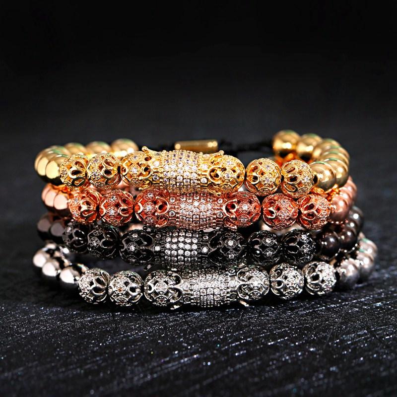 

Classic Men Bracelet Homme Jewelry Crown Charms Luxury Macrame Beads Bracelets For Women Pulseira Masculina Feminina Gifts