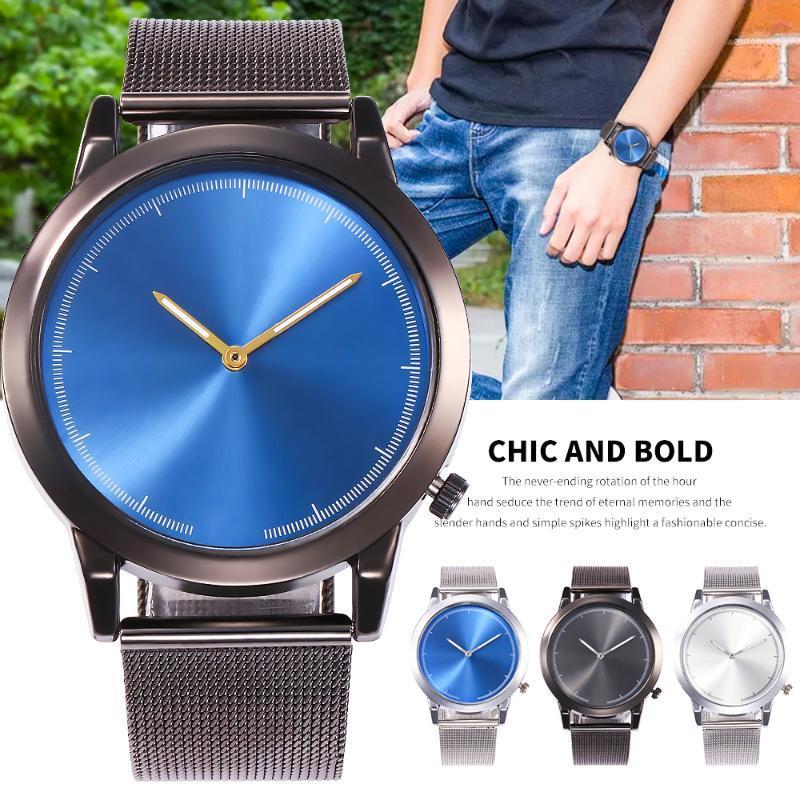 

Blue dial minimalist ultra-thin business men's watch white mesh with pin buckle quartz classic casual gentleman round alloy1