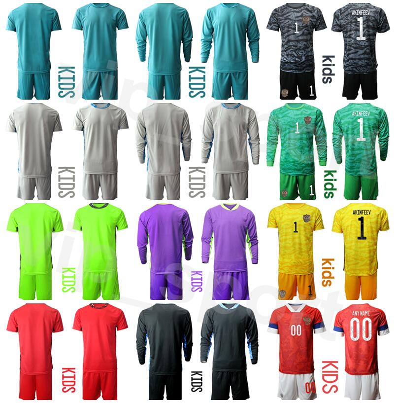 

Youth Russia Goalkeeper Kids Long Sleeve Anton Shunin Soccer Jersey Set Igor Akinfeev Matvei Safonov Lev Yashin Goalie Football Shirt Kits, Kids red