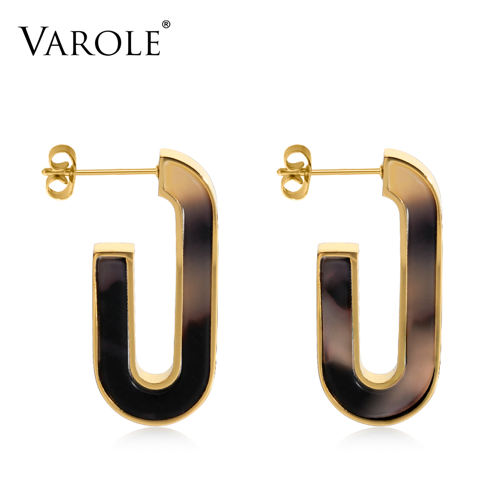 

VAROLE Studs Earrings For Women Tortoiseshell Acetate Resin Acrylic Heart Star Circle Geometric Earrings