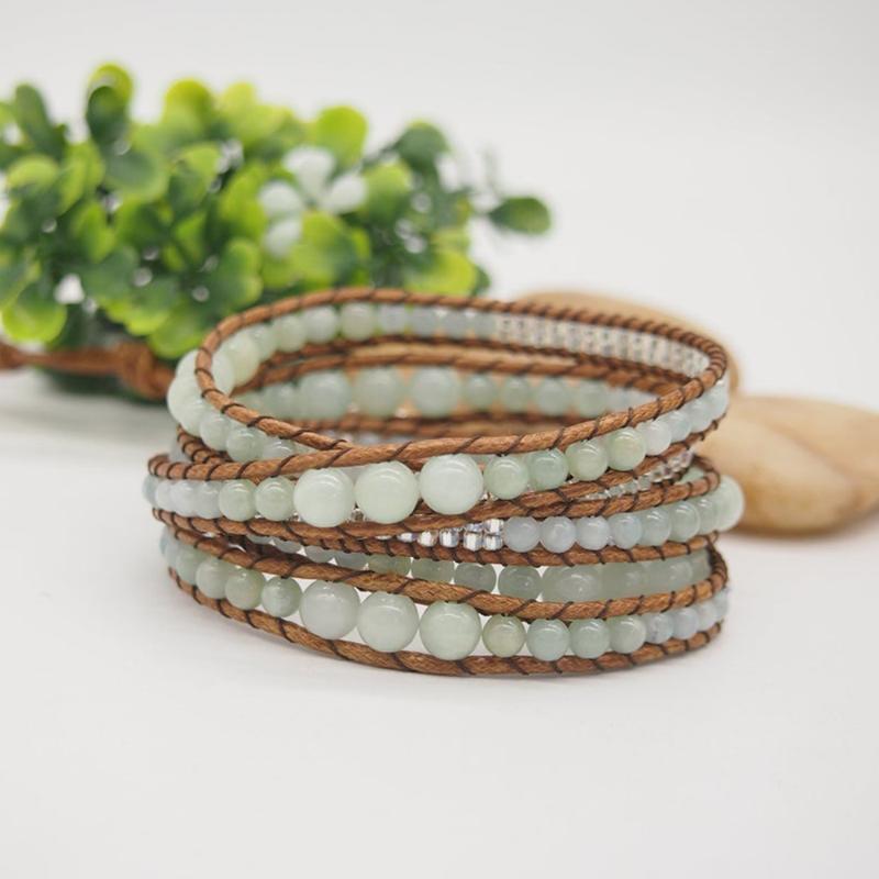 

Retro Multi Size Amazonite Wrap Bracelets Natural Stone Stainless Steel Beads Boho Bracelet for Women Girls Jewelry 2020 Jewelry