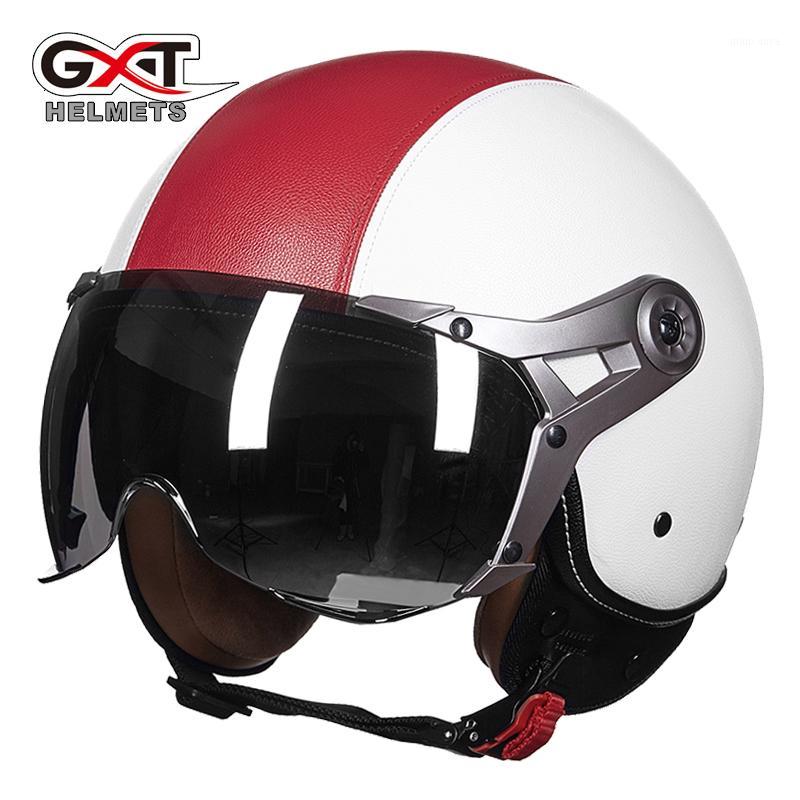 

GXT Half Helmet PU Leather Men's women's Capacete Motorcycle RETRO Vintage Casco Helmets1