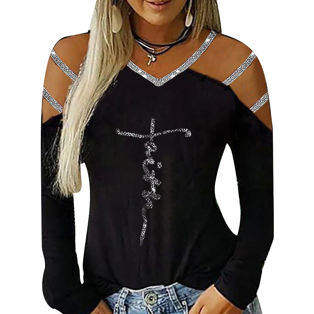 

Bling Bling Diamonds T-shirts Women Autumn Long Sleeve Tee Shirts Femme Sexy Hollow Out Tshirts Ladies Streetwear Slim Tops D30 201125, Pattern 1